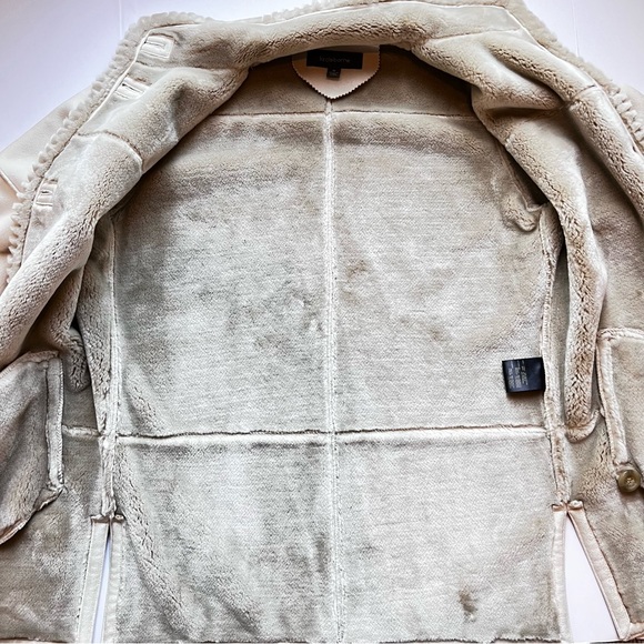 Faux Suede Ranch Sherpa Teddy style coat Faux Fur Lining Size M/L Liz Claiborne - Picture 8 of 15
